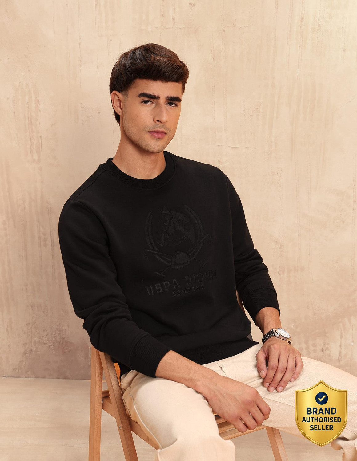 Image of U.S. Polo Assn. Denim Co. Full Sleeve Solid Men Sweatshirt