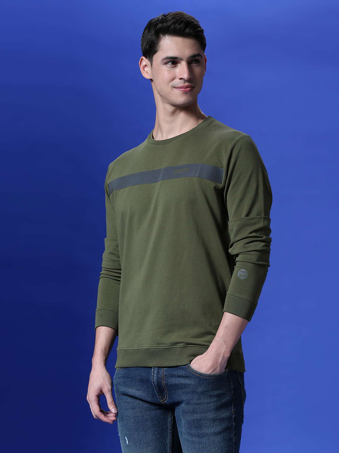 Image of Pepe Jeans Men Full Sleeve Solid Sweatshirt