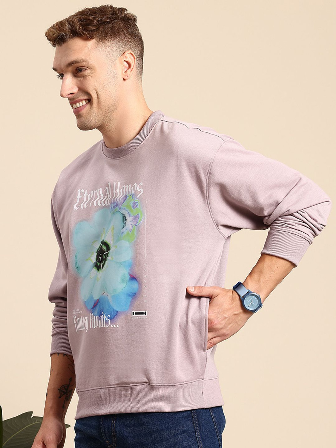 Image of Mast & Harbour Full Sleeve Printed Men Sweatshirt