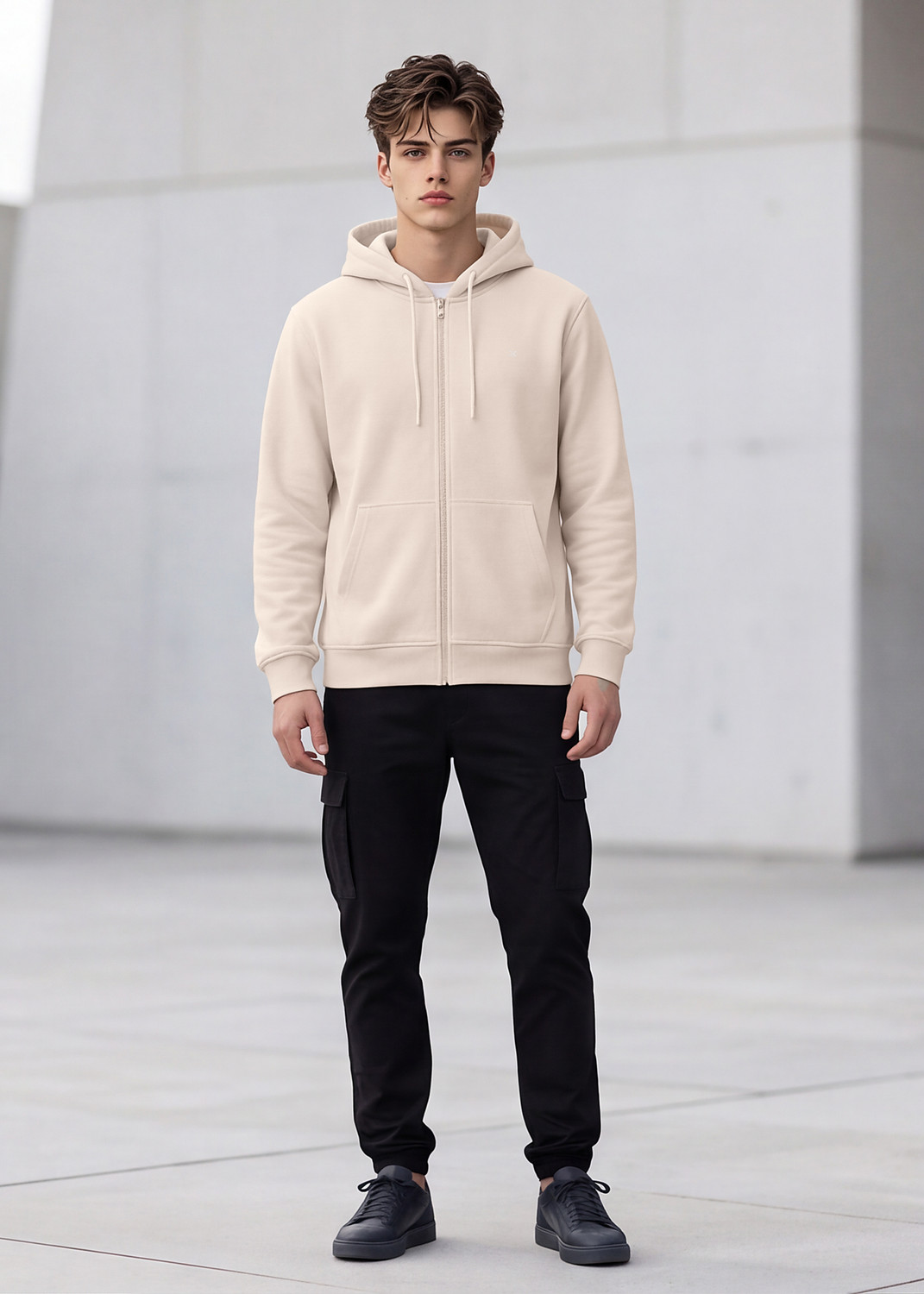 Image of KILLER Men Full Sleeve Solid Hooded Sweatshirt