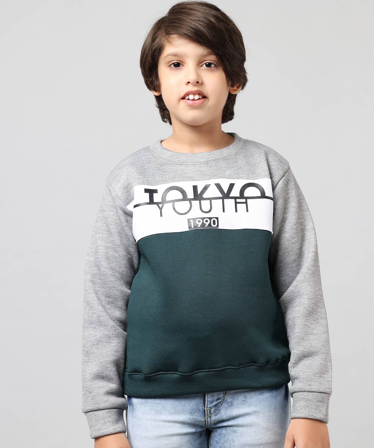 ANIXA Full Sleeve Color Block Boys Sweatshirt