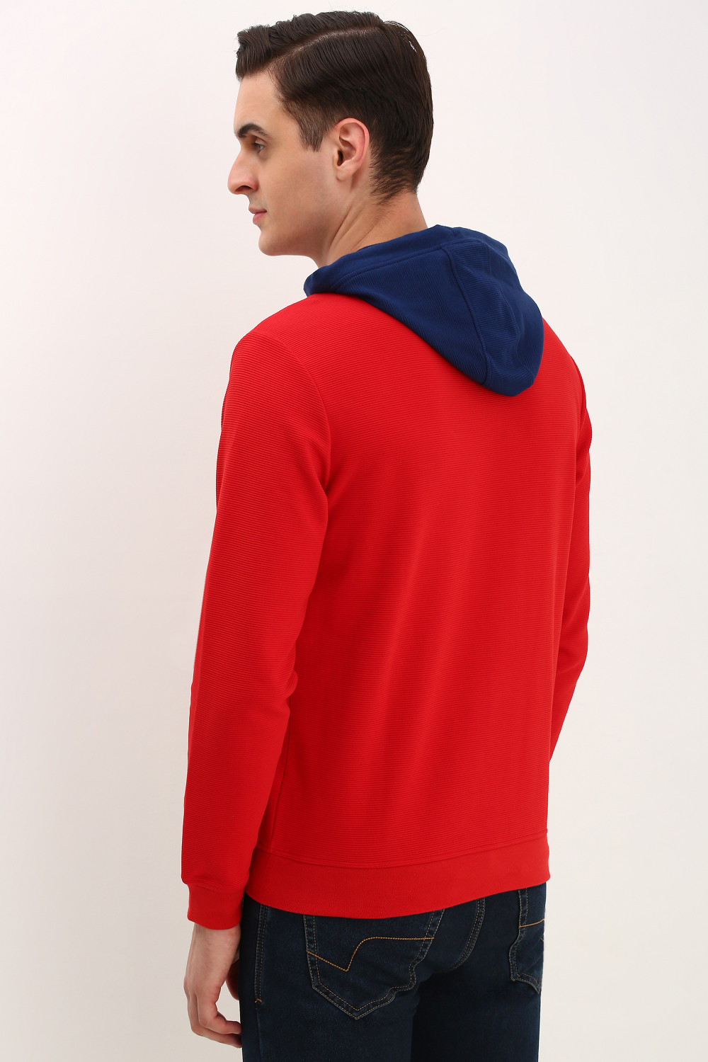 Image of Allen Solly Men Full Sleeve Self Design Hooded Sweatshirt