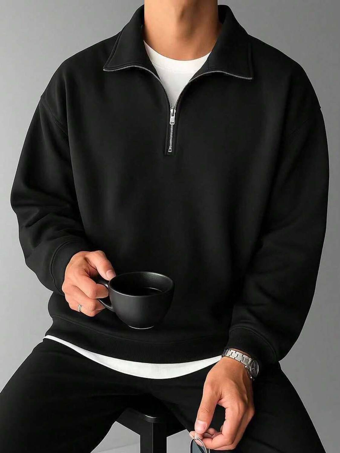 EraandEdge Full Sleeve Solid Men Sweatshirt