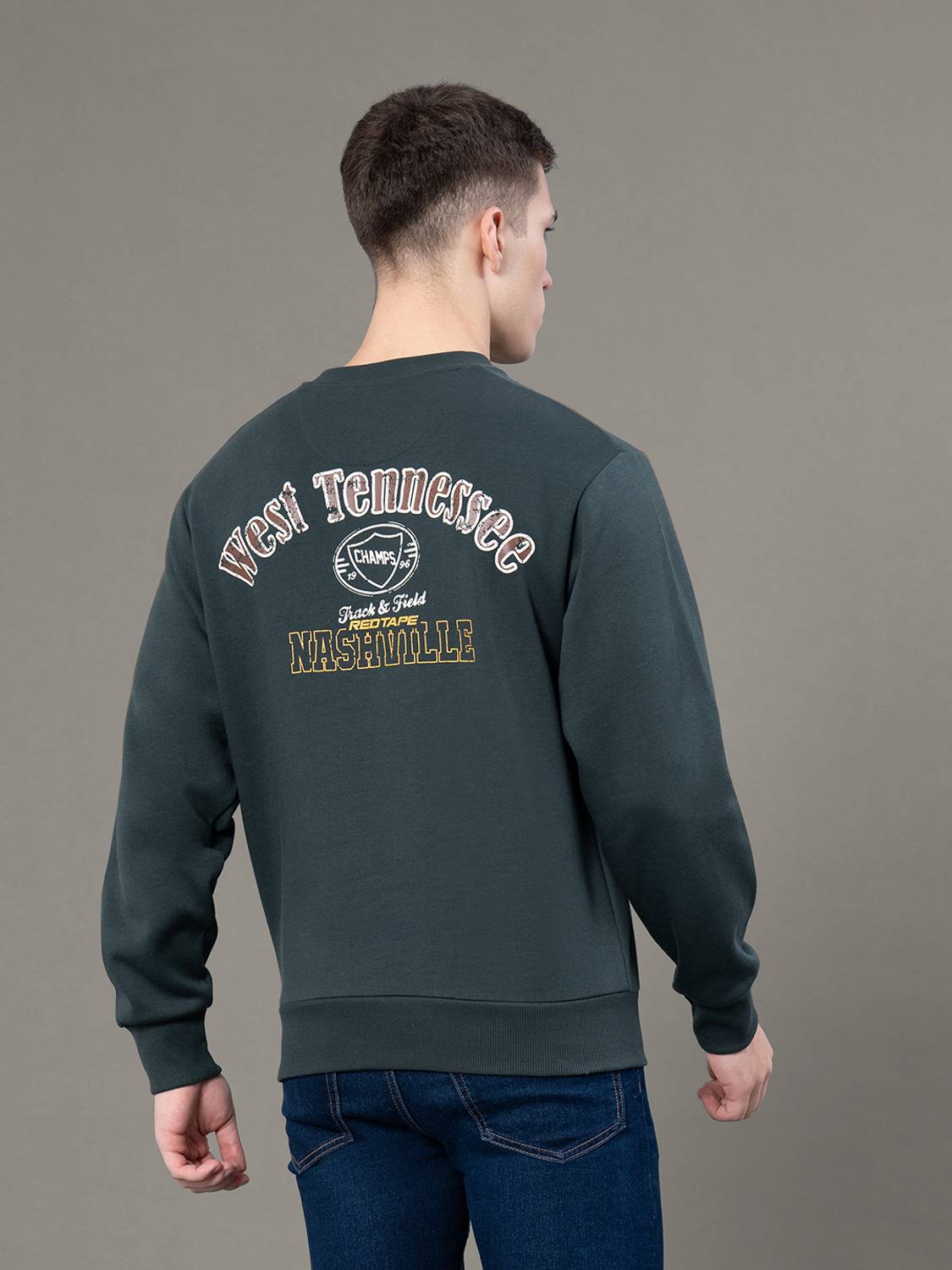 RED TAPE Full Sleeve Graphic Print Men Sweatshirt Red - Image 3