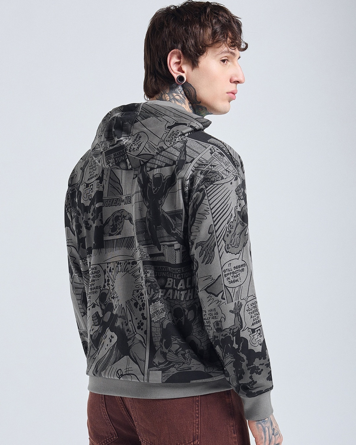 Image of BEWAKOOF Men Full Sleeve Printed Hooded Sweatshirt