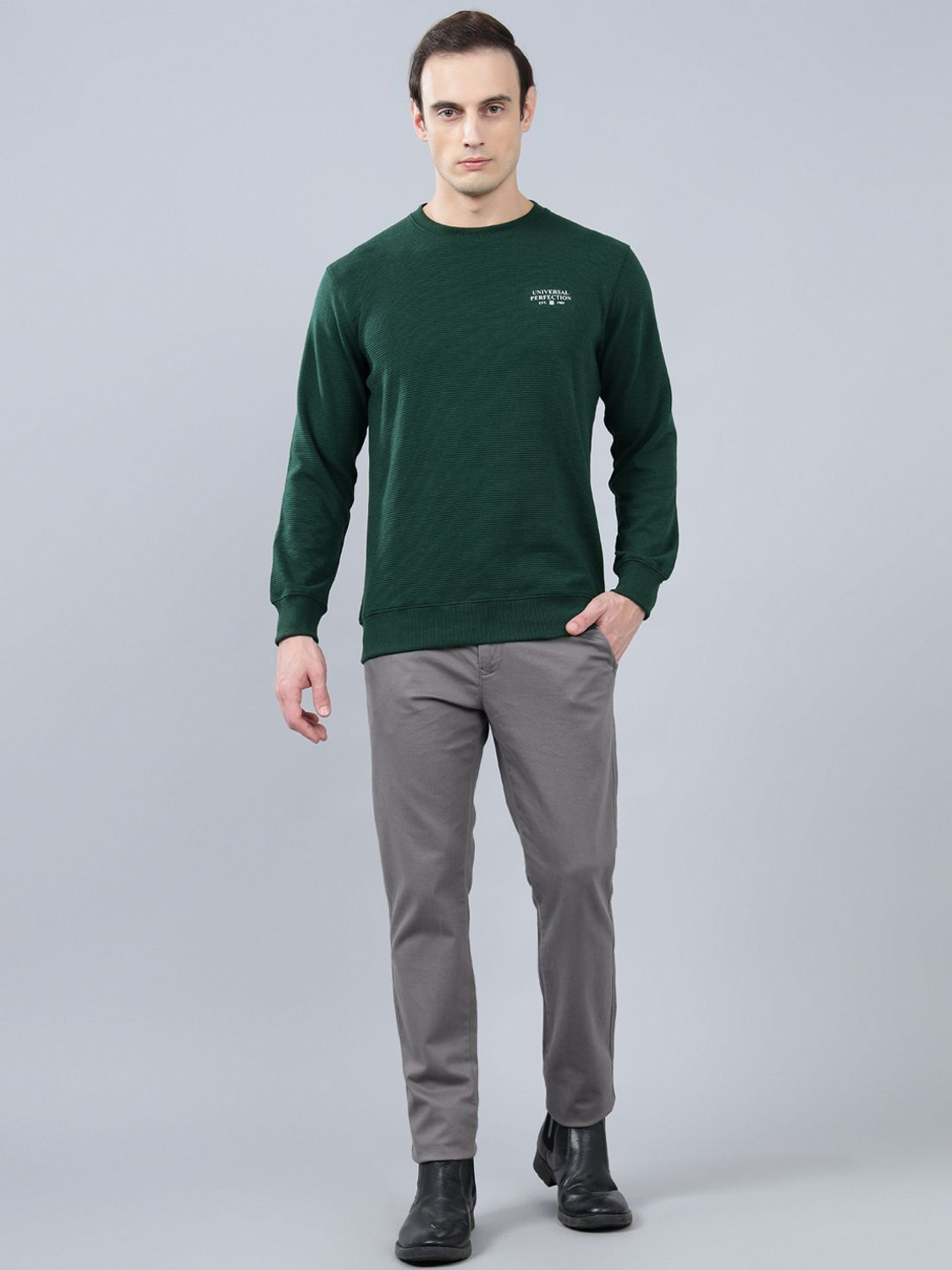 Image of CANTABIL Full Sleeve Self Design Men Sweatshirt