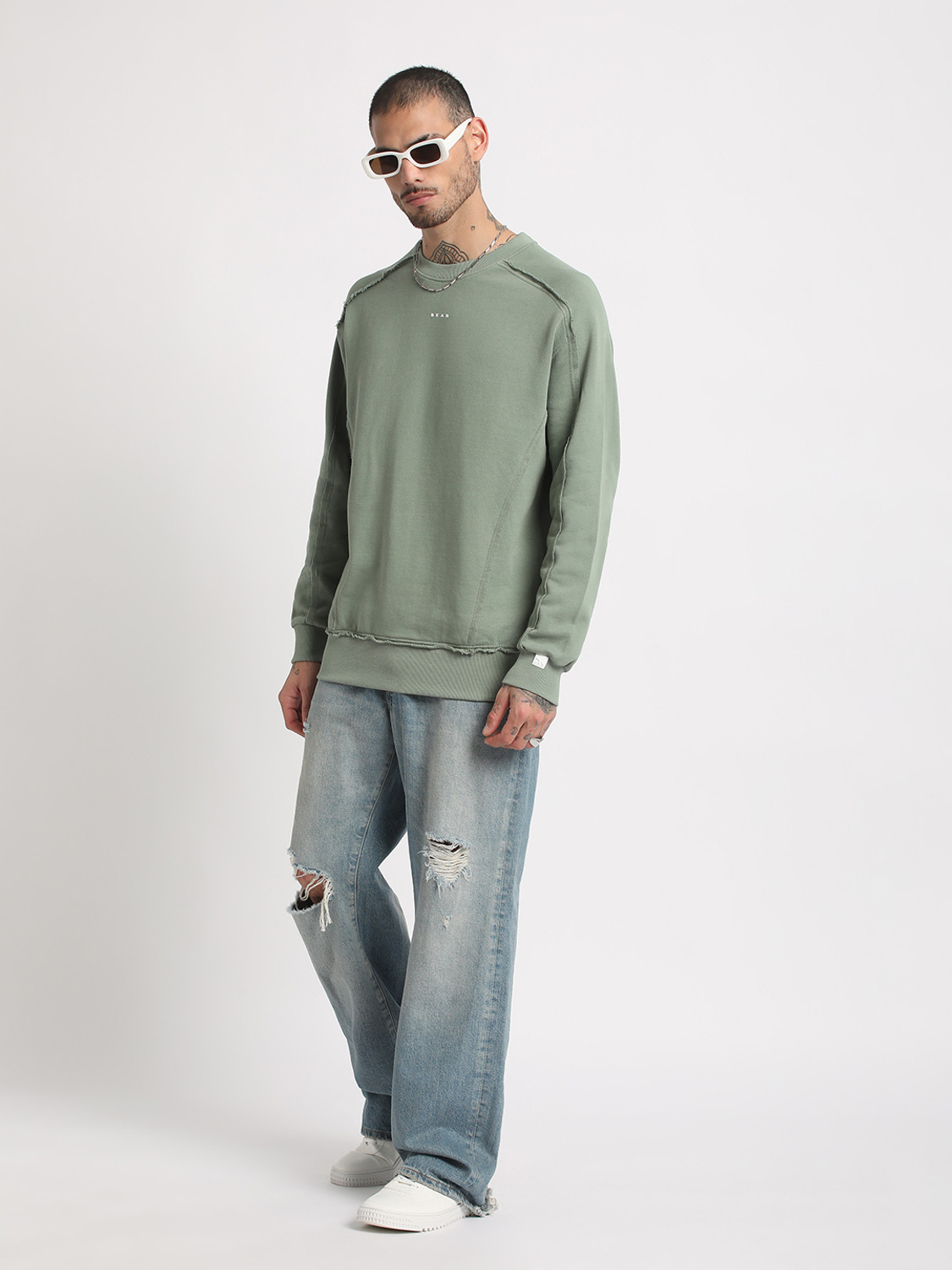 Image of THE BEAR HOUSE Full Sleeve Solid Men Sweatshirt