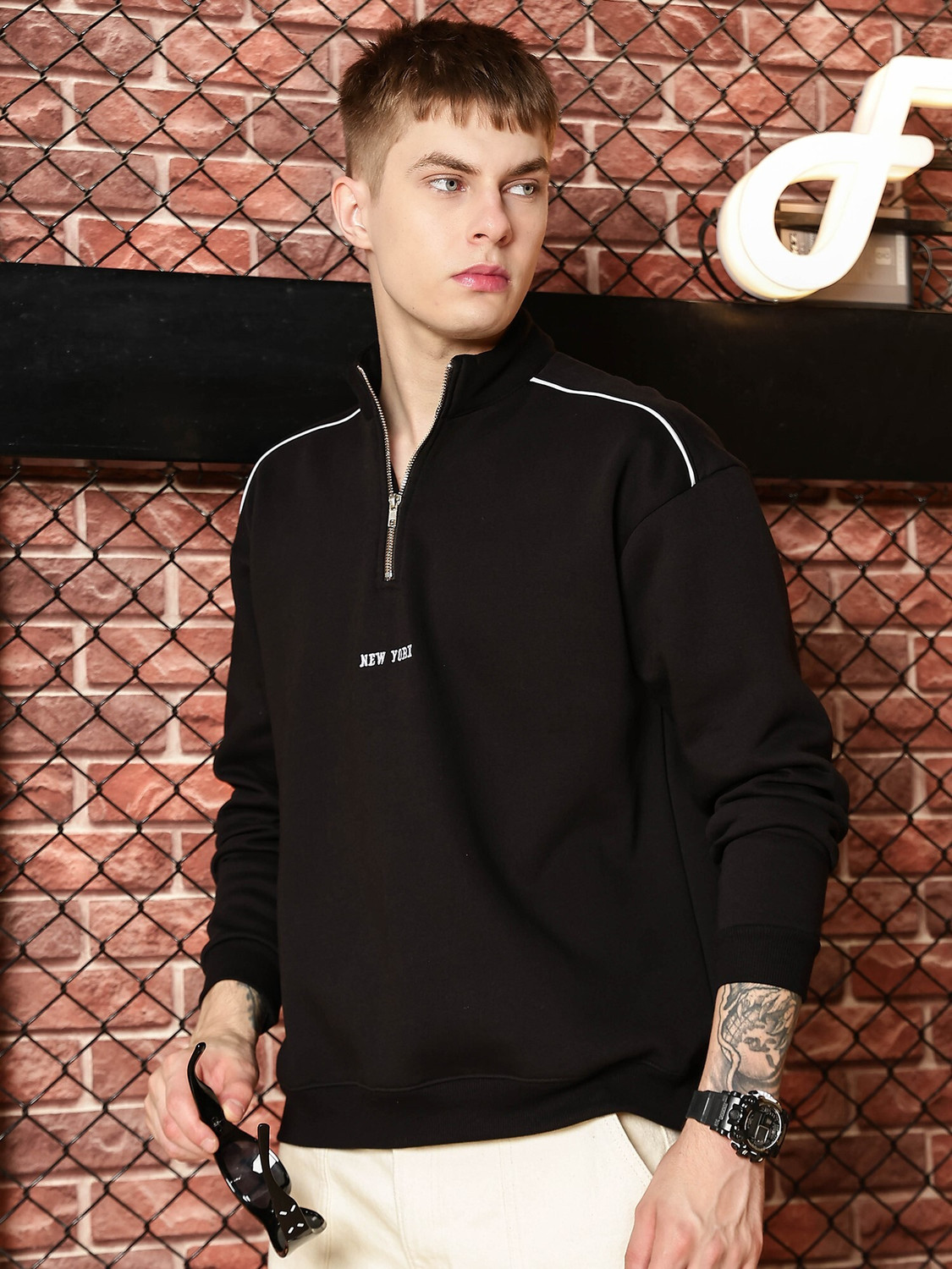 Image of MANIAC Full Sleeve Embroidered Men Sweatshirt
