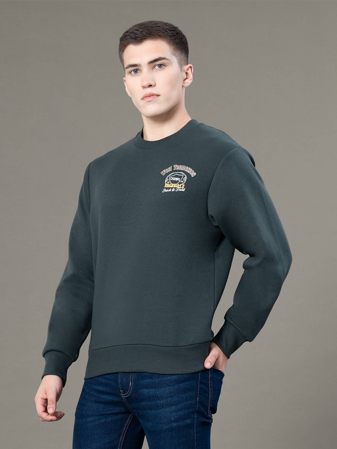 RED TAPE Full Sleeve Graphic Print Men Sweatshirt Red - Image 2