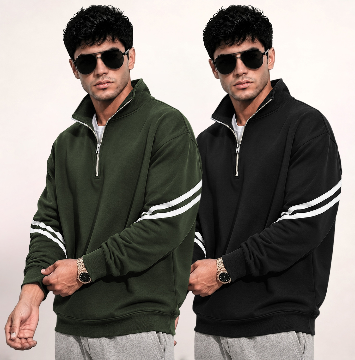 Image of TRIPR Men Full Sleeve Striped Sweatshirt