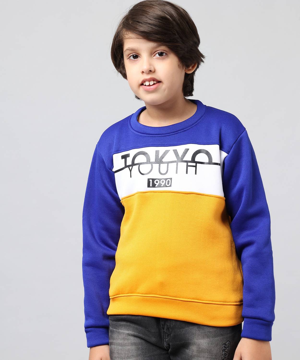ANIXA Full Sleeve Color Block Boys Sweatshirt
