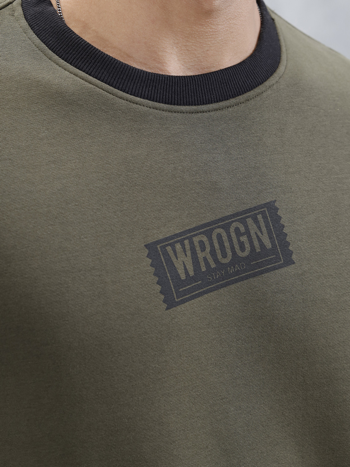 Image of WROGN Men Full Sleeve Solid Sweatshirt