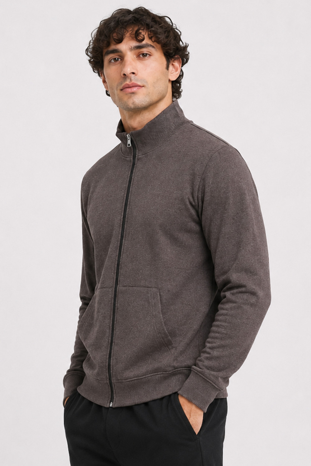 Image of GYRFALCON Full Sleeve Self Design Men Sweatshirt