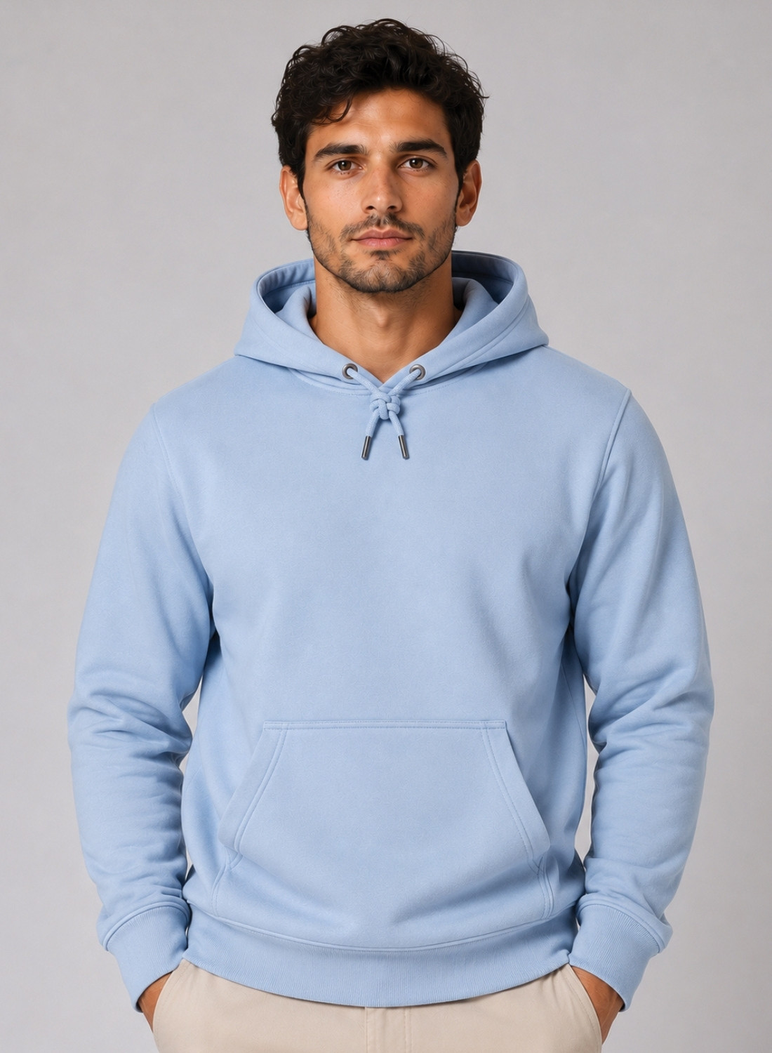 Image of ADRO Men Full Sleeve Solid Hooded Sweatshirt