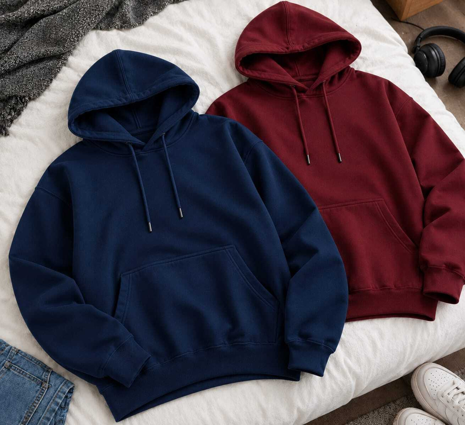 Image of OYWU Men & Women Full Sleeve Solid Hooded Sweatshirt