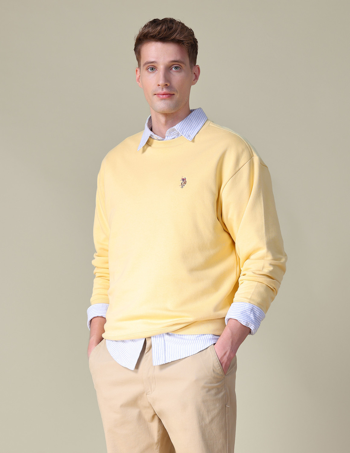 Image of U.S. Polo Assn. Denim Co. Full Sleeve Solid Men Sweatshirt