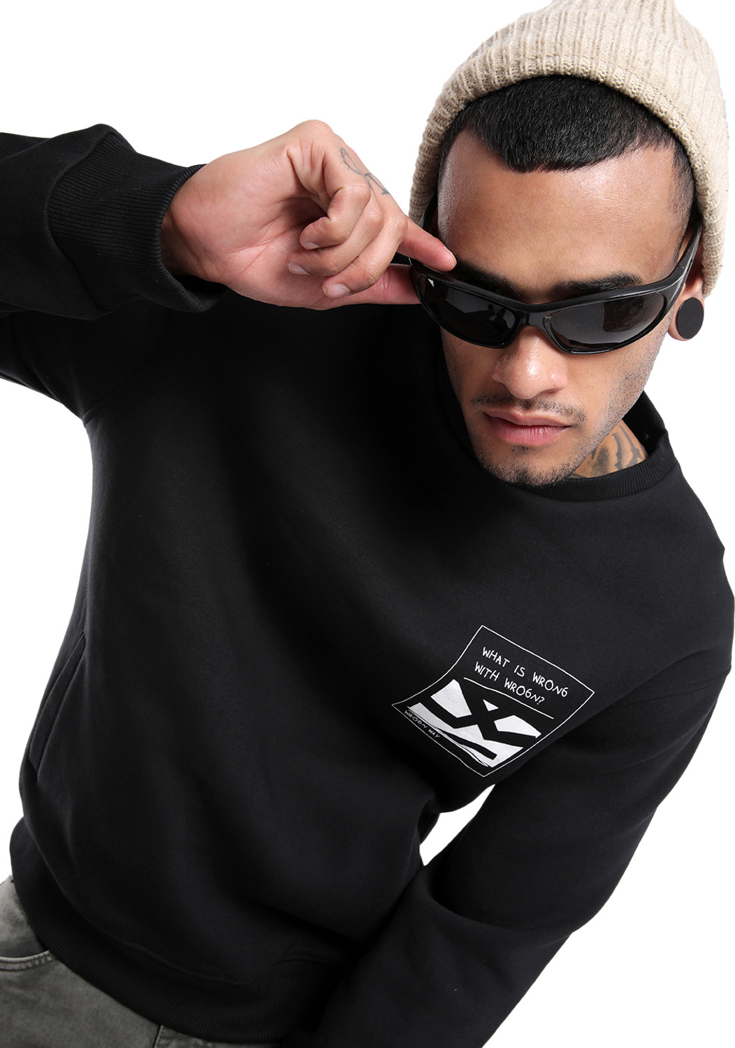 Image of WROGN Full Sleeve Solid Men Sweatshirt