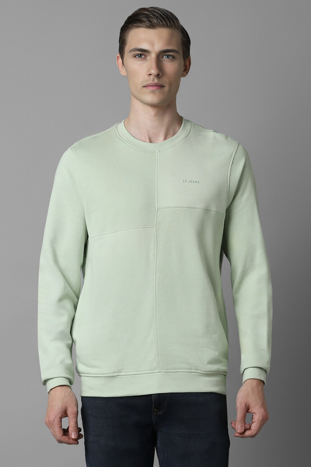 Image of Louis Philippe Jeans Full Sleeve Solid Men Sweatshirt