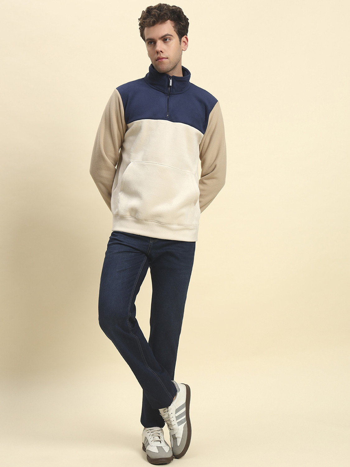 Image of CANTABIL Men Full Sleeve Color Block Sweatshirt