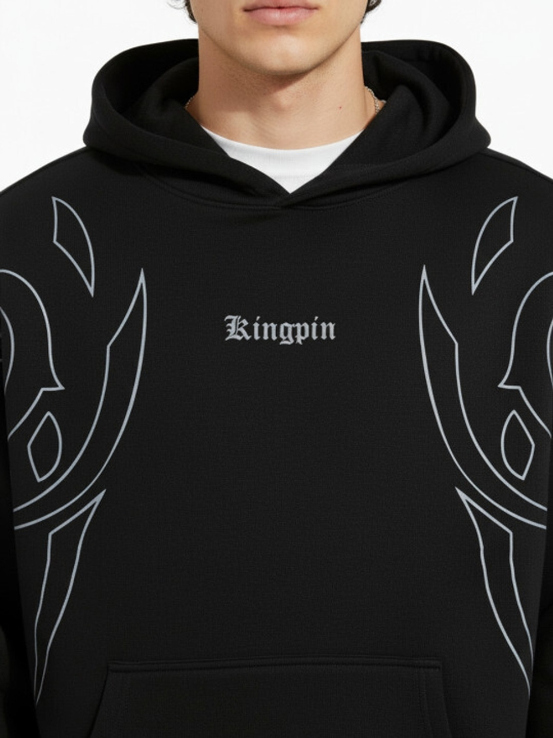 Image of Glitchez Men Full Sleeve Printed Hooded Sweatshirt