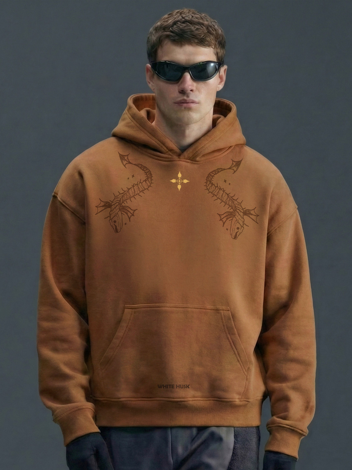 Image of WHITE HUSK Full Sleeve Printed Men Sweatshirt