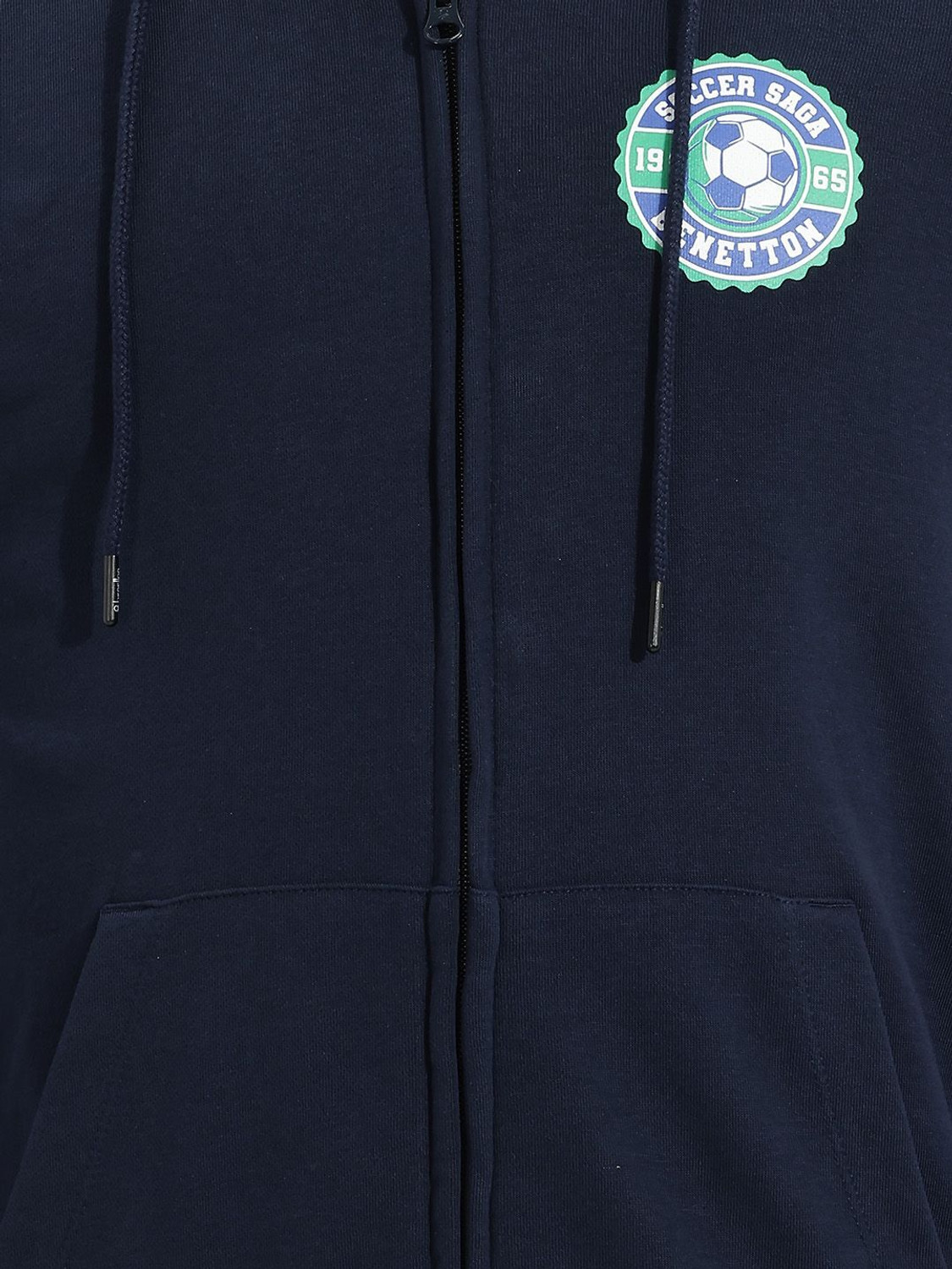 Image of United Colors of Benetton Men Full Sleeve Solid Hooded Sweatshirt