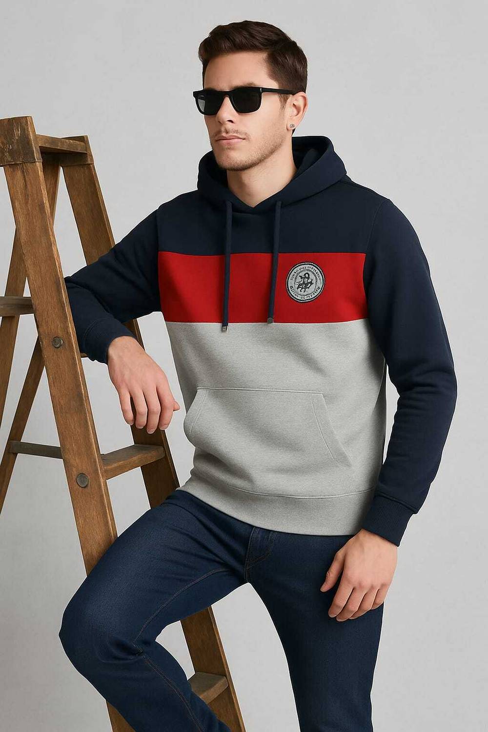 Austin Wood Full Sleeve Color Block Men Sweatshirt