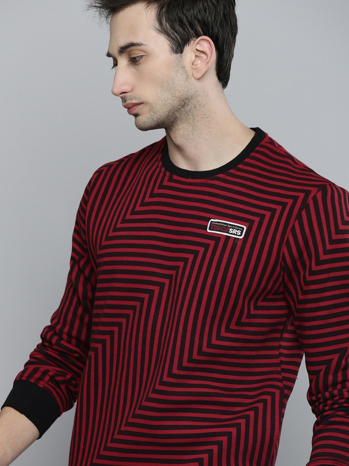 Image of The Indian Garage Co. Full Sleeve Striped Men Sweatshirt