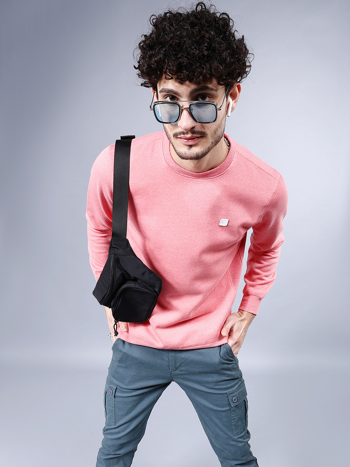 Image of The Indian Garage Co. Full Sleeve Self Design Men Sweatshirt