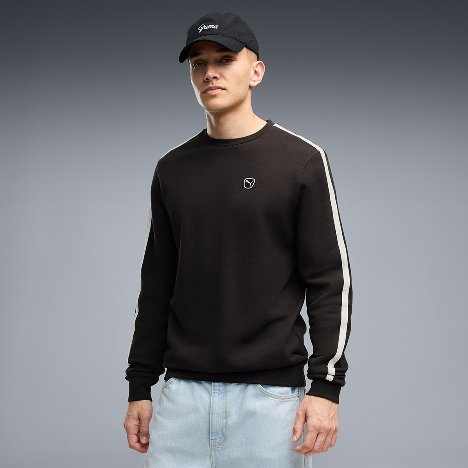 Image of PUMA Full Sleeve Striped Men Sweatshirt