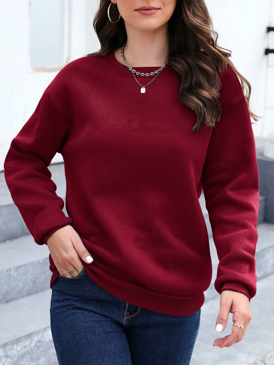ANBICH DESIGNS Full Sleeve Solid Women Sweatshirt