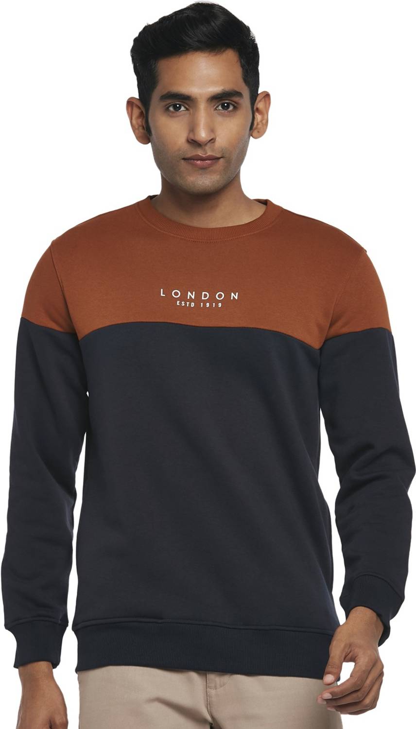 Byford by Pantaloons Full Sleeve Color Block Men Sweatshirt