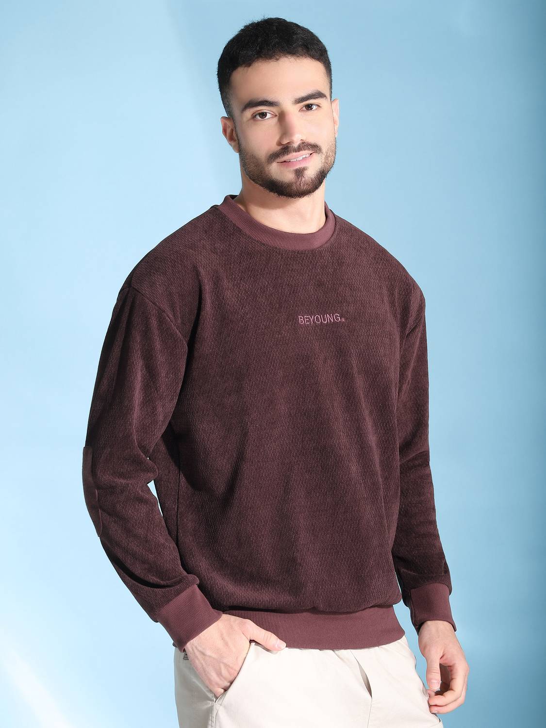 BEYOUNG Full Sleeve Solid Men Sweatshirt