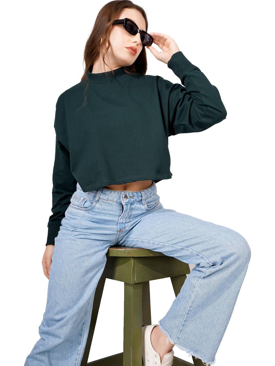 BlueFicus Full Sleeve Solid Women Sweatshirt