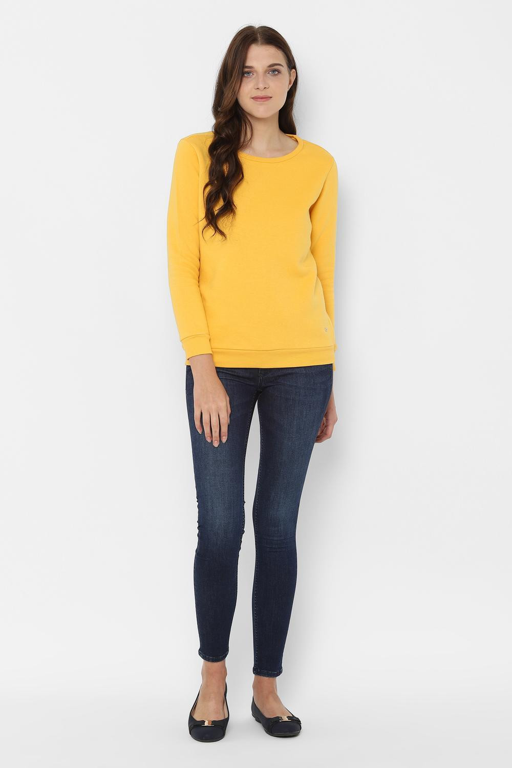 Image of Allen Solly 3 /4th Sleeve Solid Women Sweatshirt