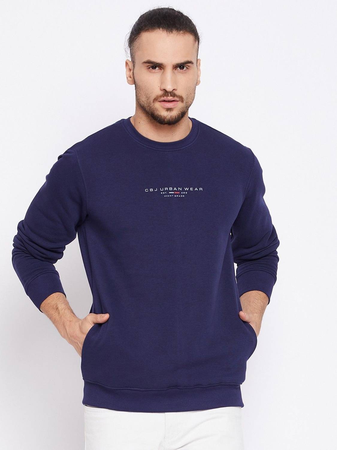 CANTABIL Full Sleeve Solid Men Sweatshirt