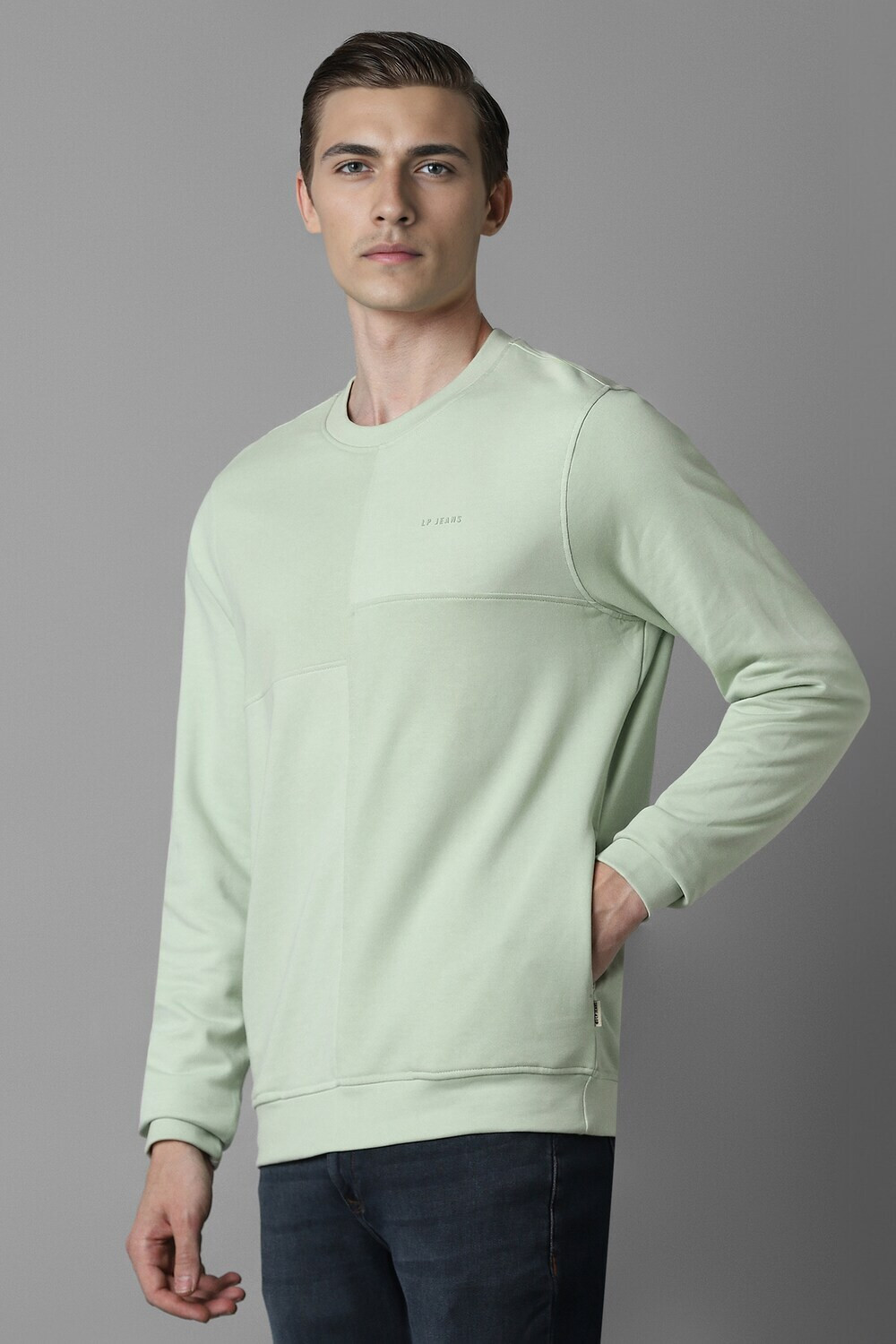 Image of Louis Philippe Jeans Full Sleeve Solid Men Sweatshirt