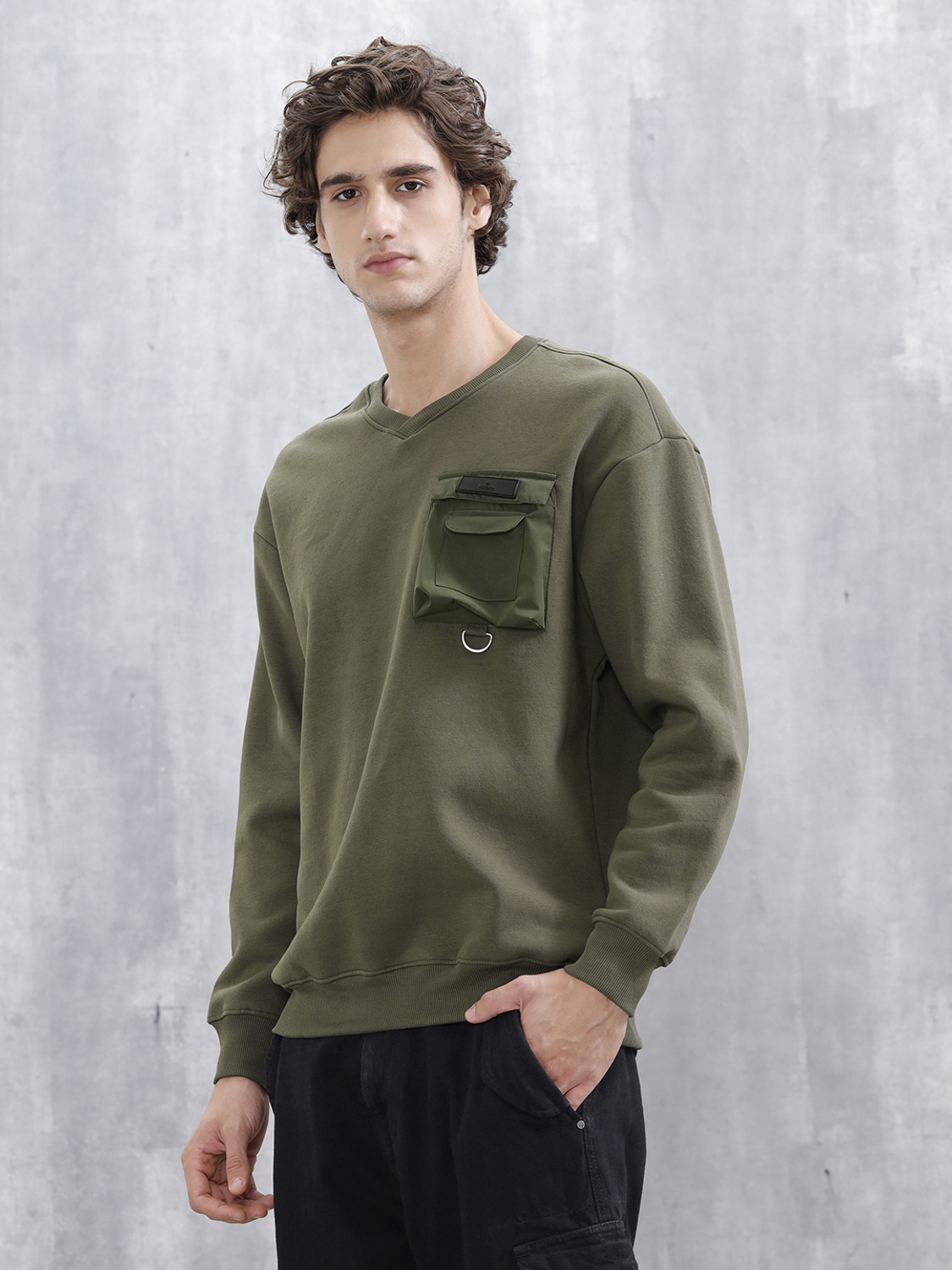 Image of WROGN Full Sleeve Solid Men Sweatshirt