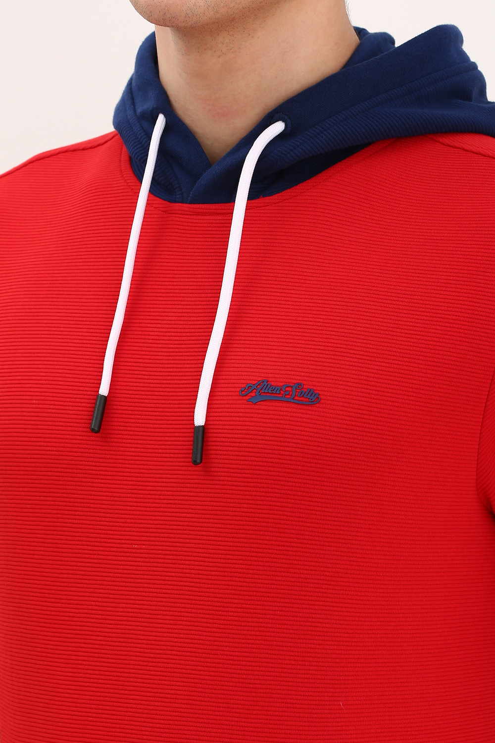 Image of Allen Solly Men Full Sleeve Self Design Hooded Sweatshirt