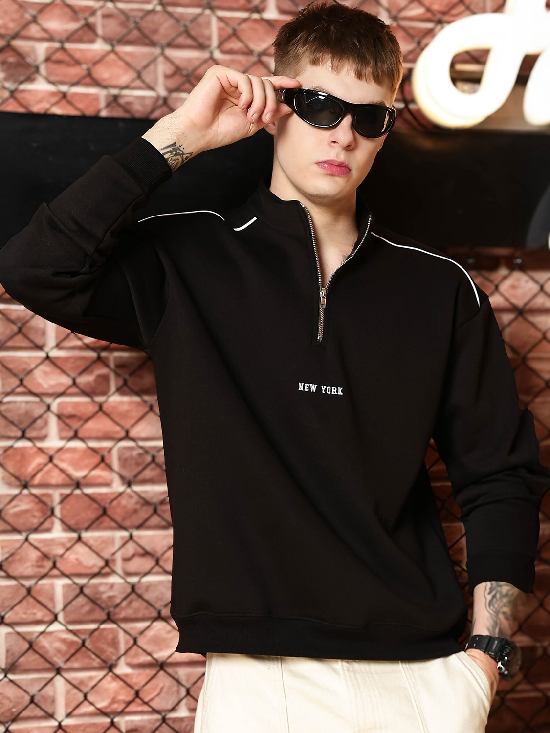 Image of MANIAC Full Sleeve Embroidered Men Sweatshirt