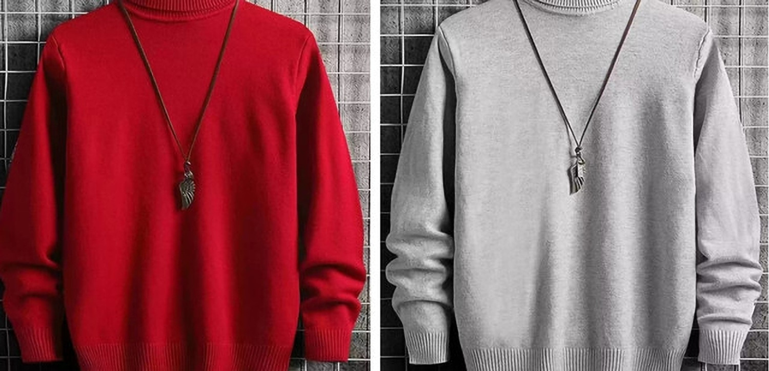 Image of Oishee Men Solid High Neck Multicolor Sweater