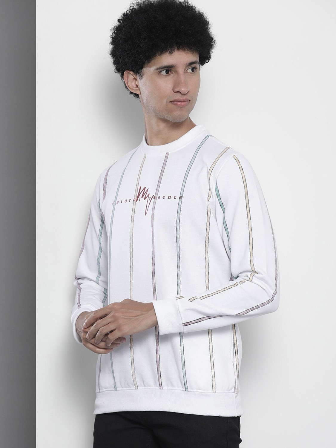 Image of The Indian Garage Co. Full Sleeve Striped Men Sweatshirt