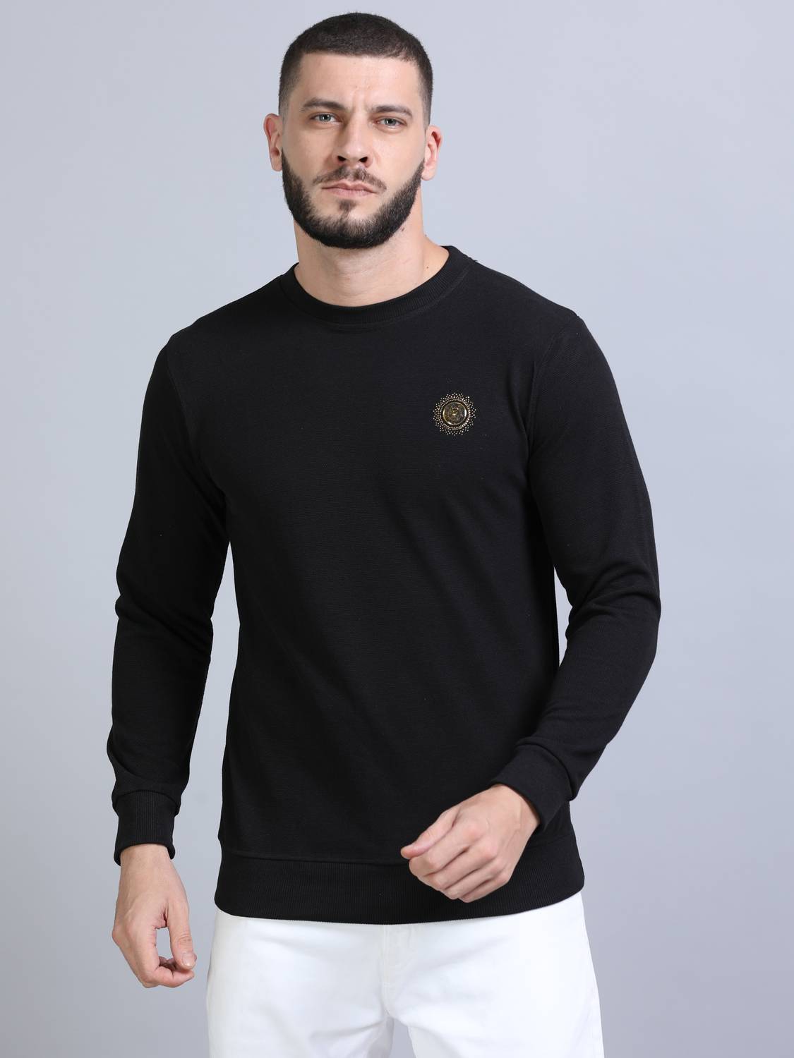 Bushirt Full Sleeve Self Design Men Sweatshirt
