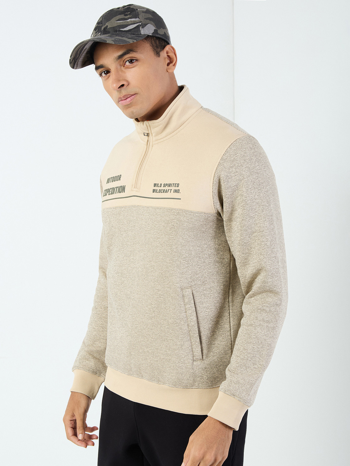 Image of Wildcraft Men Full Sleeve Color Block Sweatshirt