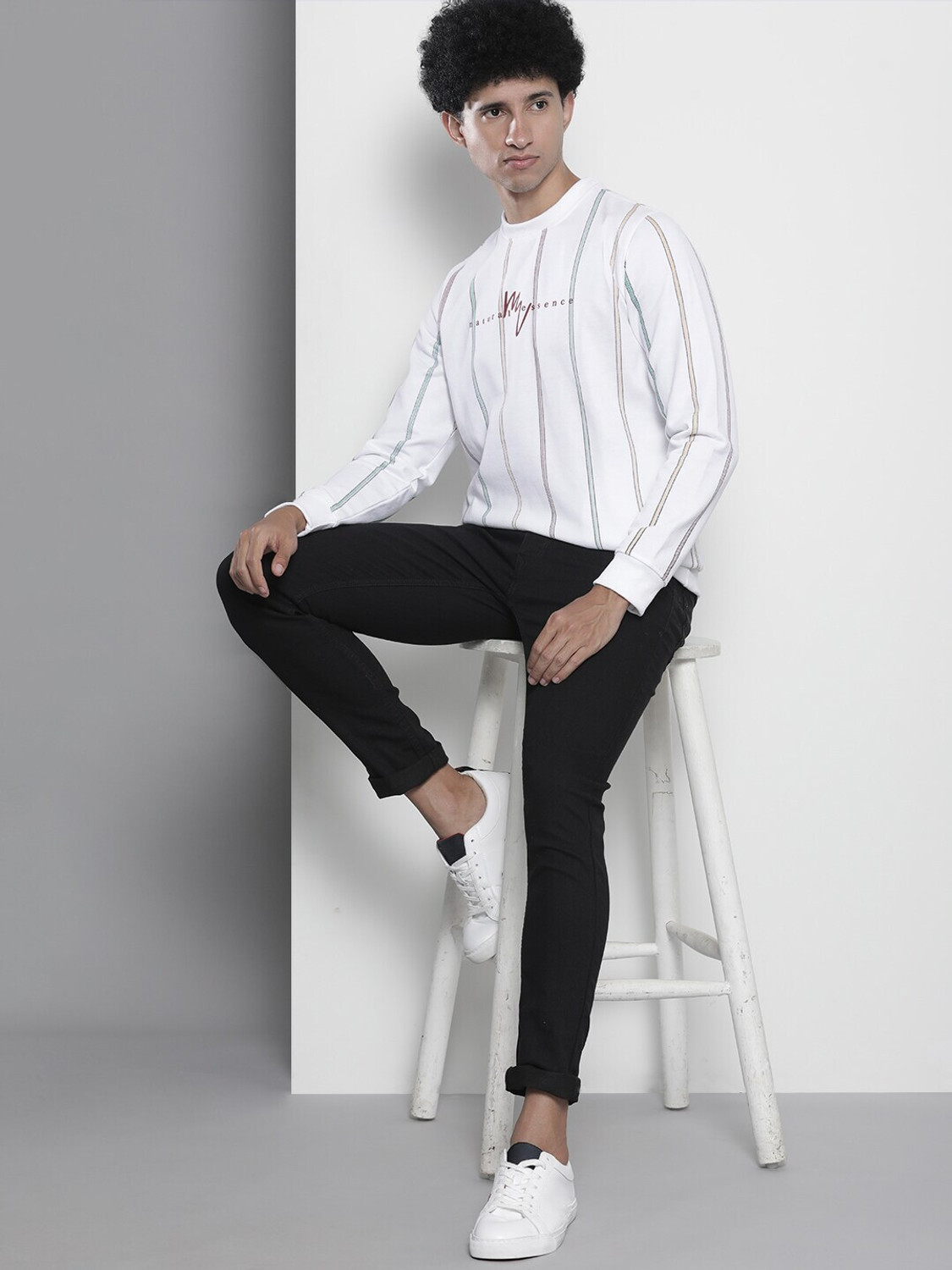 Image of The Indian Garage Co. Full Sleeve Striped Men Sweatshirt