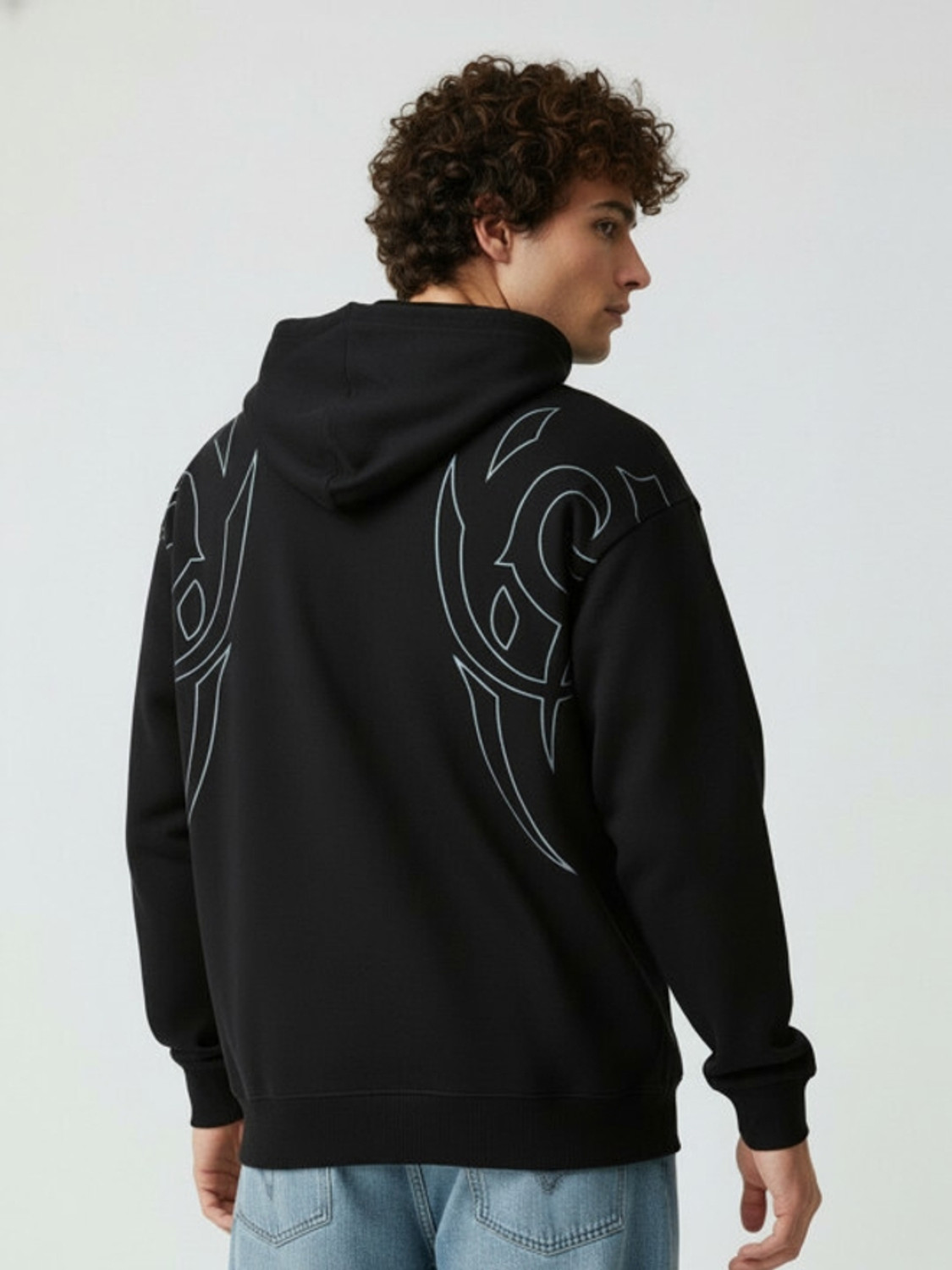 Image of Glitchez Men Full Sleeve Printed Hooded Sweatshirt