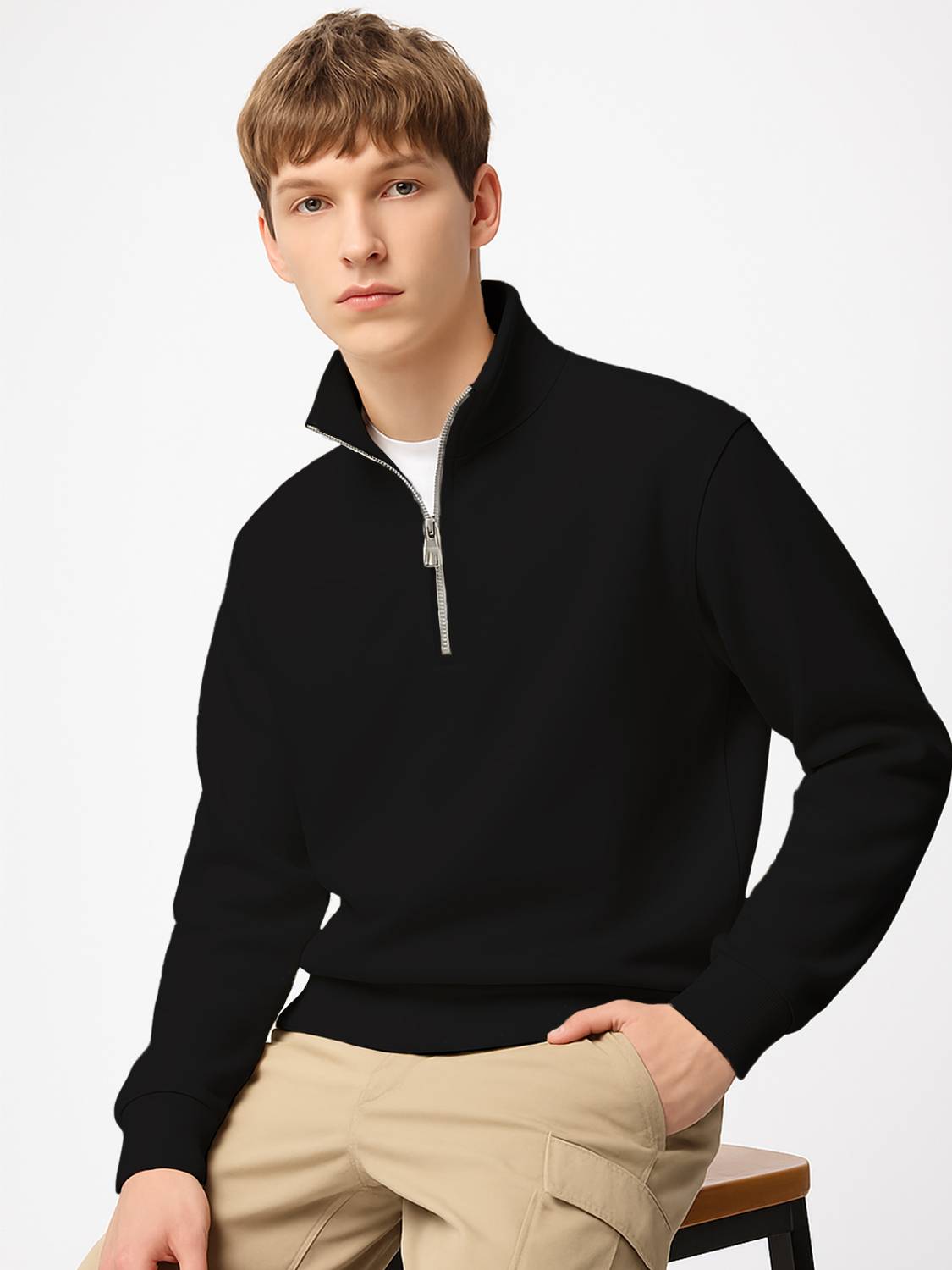 NOBERO Full Sleeve Solid Men Sweatshirt - Image 3