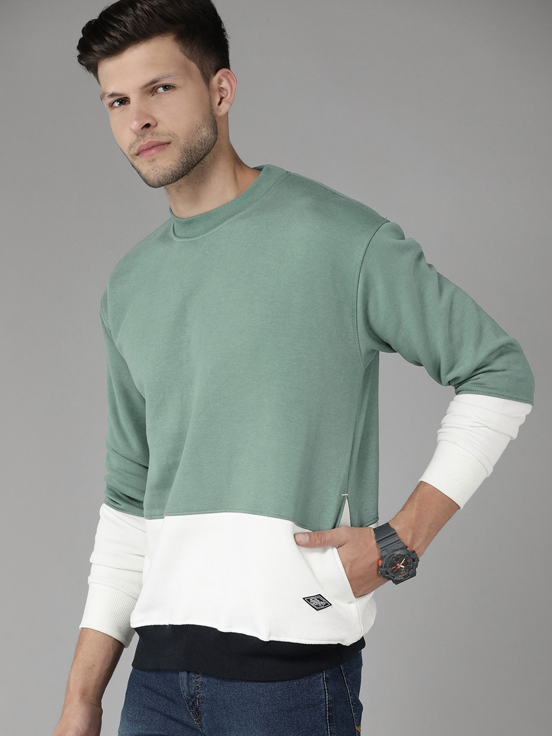 Image of Roadster Full Sleeve Color Block Men Sweatshirt