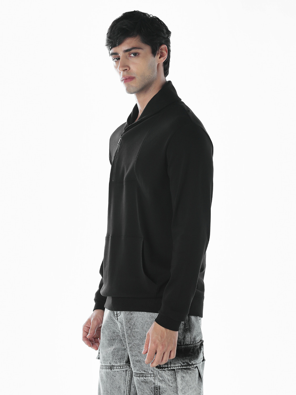 Image of JACK & JONES Men Full Sleeve Solid Sweatshirt