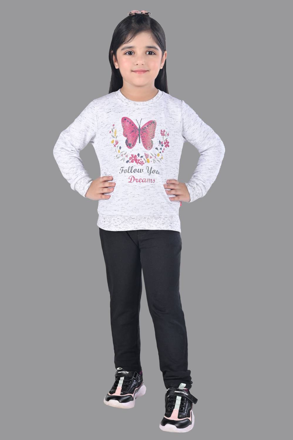 3Pin Full Sleeve Printed Girls Sweatshirt